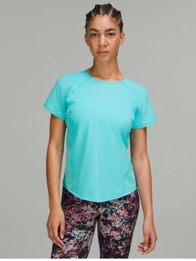 lululemon Lightweight Stretch Running Shirt size 16 Electric Turquoise